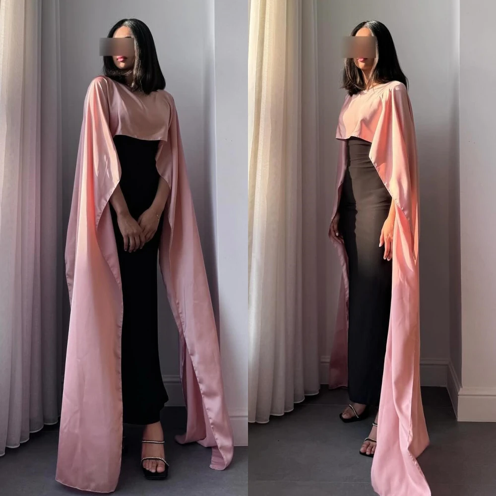 Jiayigong  Satin Draped Pleat Quinceanera Sheath O-Neck Bespoke Occasion Gown Long Sleeve Dresses