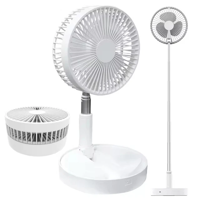 Ventilateur Portable Rechargeable, Mini sol télescopique pliant, ventilateur d'été à faible bruit, refroidissement pour la maison, la chambre à coucher, le bureau 1