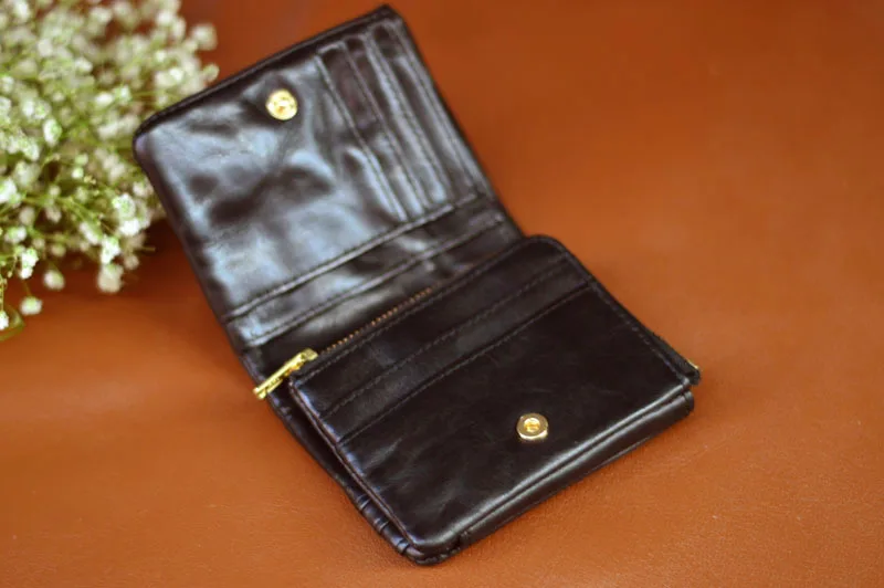 Aetoo Leder kleine Brieftasche Männer und Frauen kurze Geld klammer Schicht Rindsleder Münz geldbörse Vintage tun alte große Kapazität Reiß verschluss wal – Detail 11
