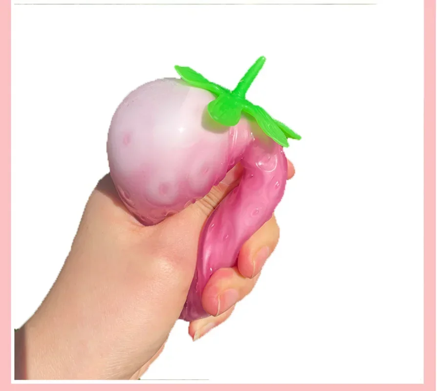 Simulated Color-changing Strawberry Squishy Kids Anti Stress Relief Ball Fidget Decompression Toys for Children Sensory Autism 5