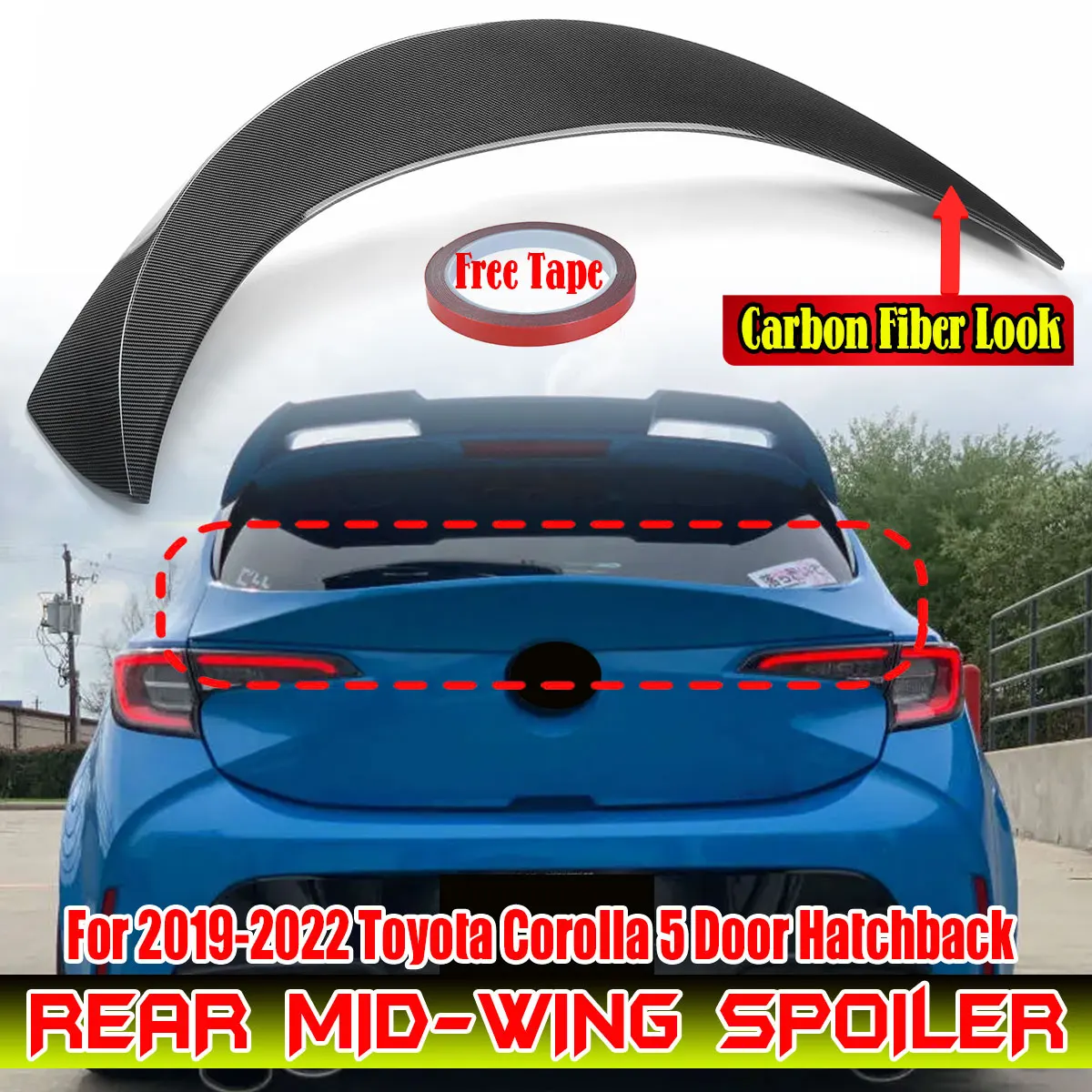 

Car Rear Spoiler Wing Lip Extension For Toyota Corolla 5 Door Hatchback 2019-2022 Rear Trunk Tailgate Mid Spoiler Wing Lip