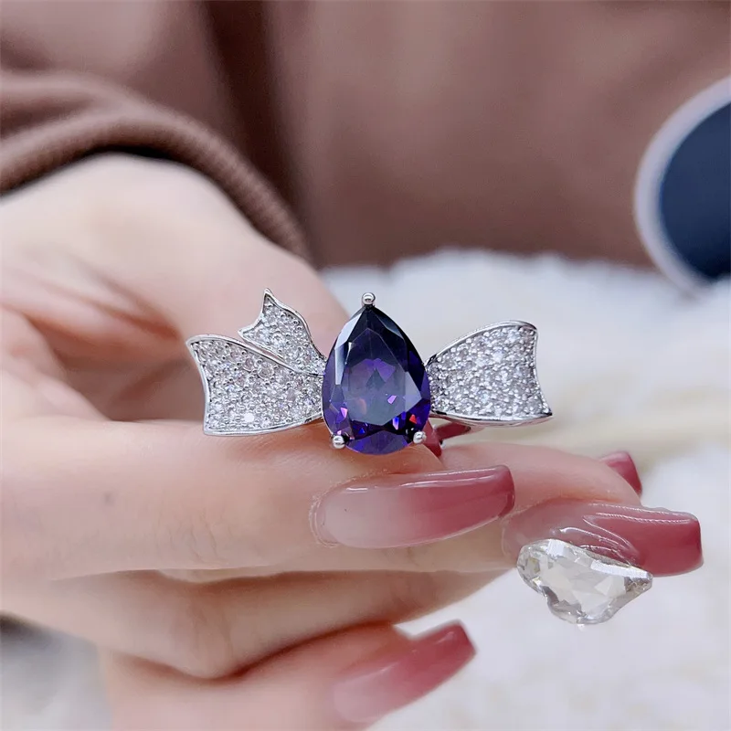 

Jewelry diamond design bow pear-shaped zircon ring fashion forefinger ring new jewelry women