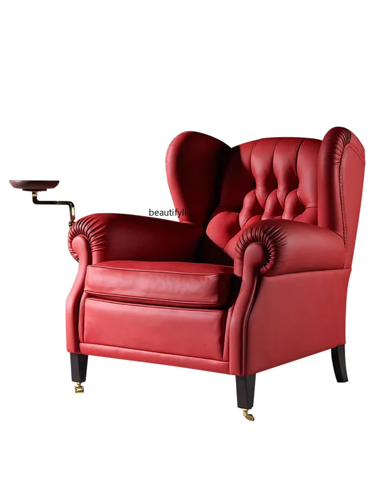 

Светильник роскошный современный однослойный итальянский Одноместный стул из воловьей кожи, американский диван для отдыха в гостиной