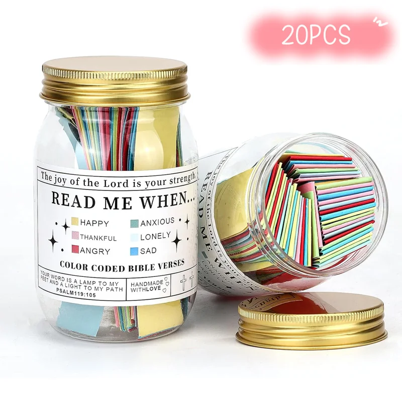 20PCS Bible Verse Jar Hope Bible Verse Verses for Emotions and Feelings Christian Gifts for Women Study Supplies