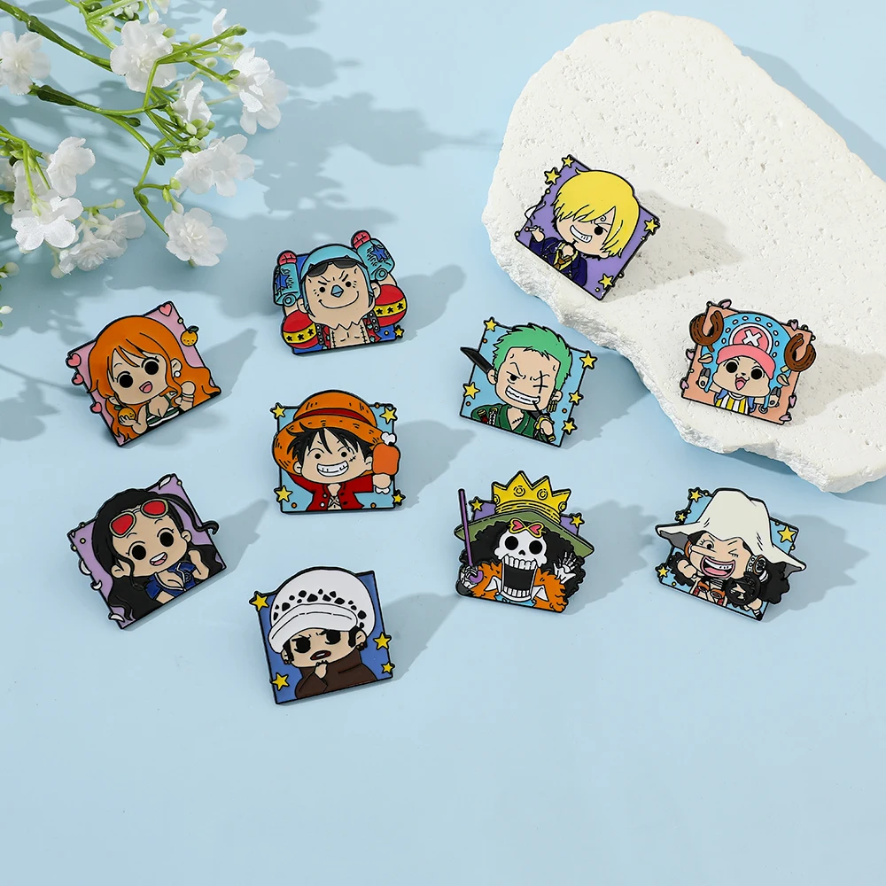 Enamel Pin Metal Badge Cartoon ONE PIECE Brooch Creative Funny Usopp 10 Pcs Clothing Backpack Accessories