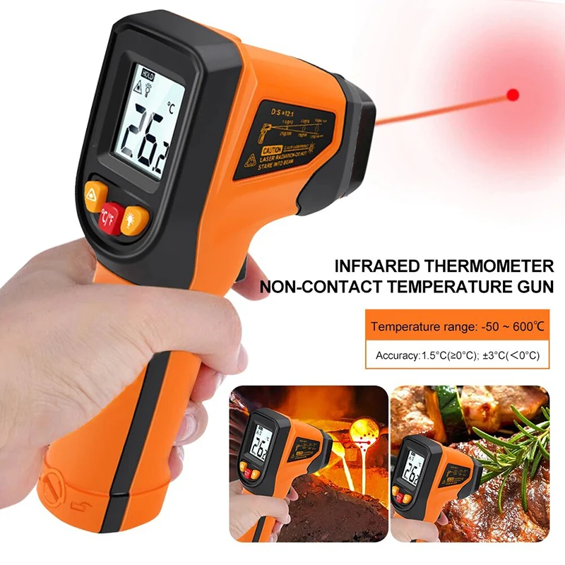 Perfk Infrarot Thermometer Digital - Berührungslose Temperaturmessung -50°C Bis +600°C