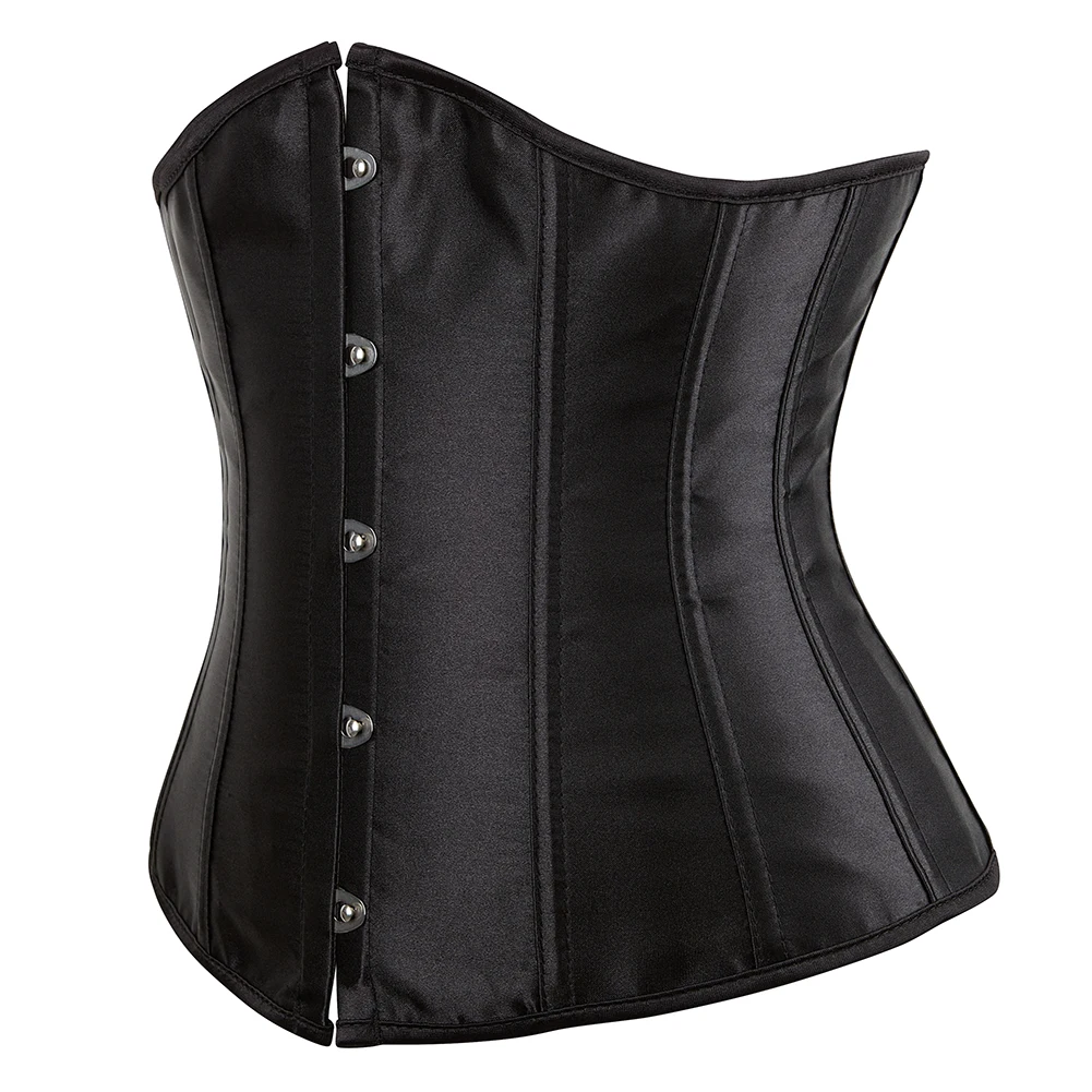 Corset Mujer Satin Underbust Korset Gothic Korsett For Women Sexy Gorset Minceur Black Korse Gothique Femme Bone Corsets