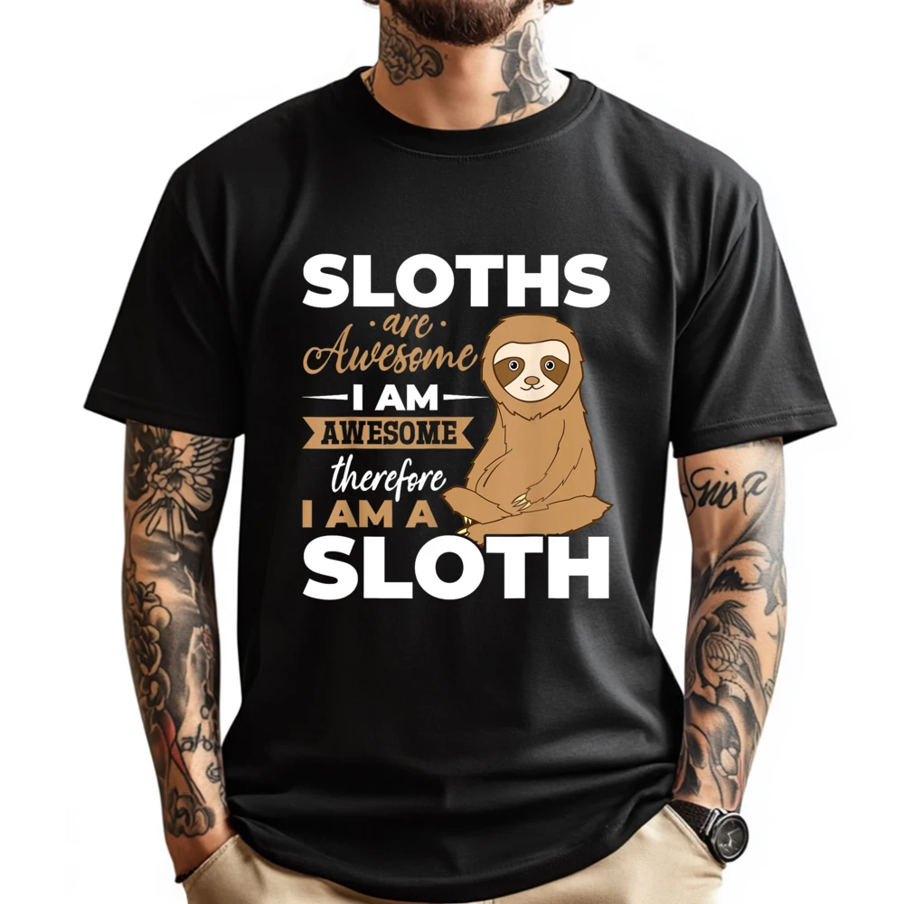 Sloth Animals Sloths are Awesome Pure Cotton Female Short Sleeve Tees Geek NEW YEAR DAY Tshirts Group T-Shirt Loose O Neck Sloth Animals Sloths are Awesome
