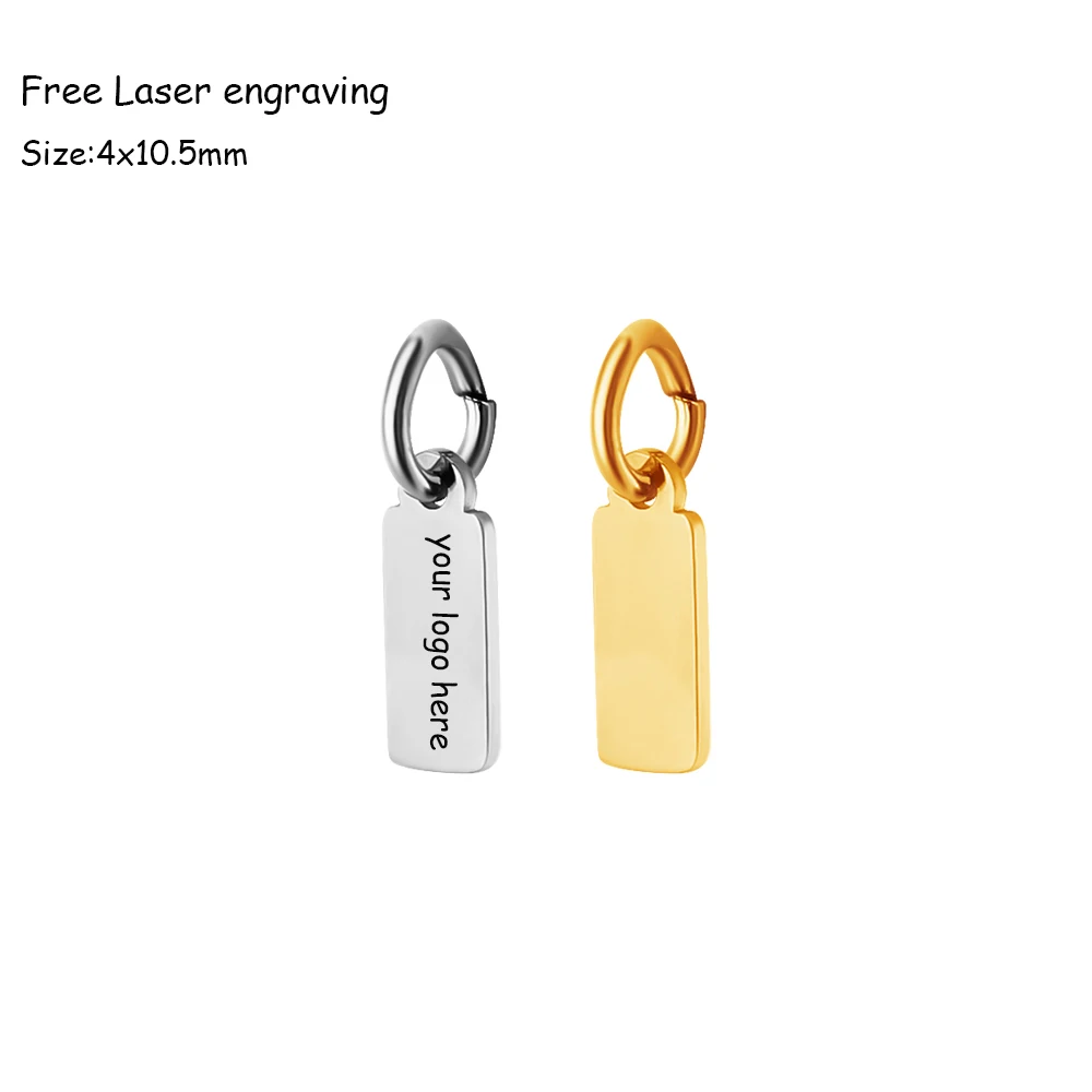 

50pcs per lot Stainless Steel Rectangle Tags 4x10.5mm LOGO Tags Logo Metal Label Necklace Tags