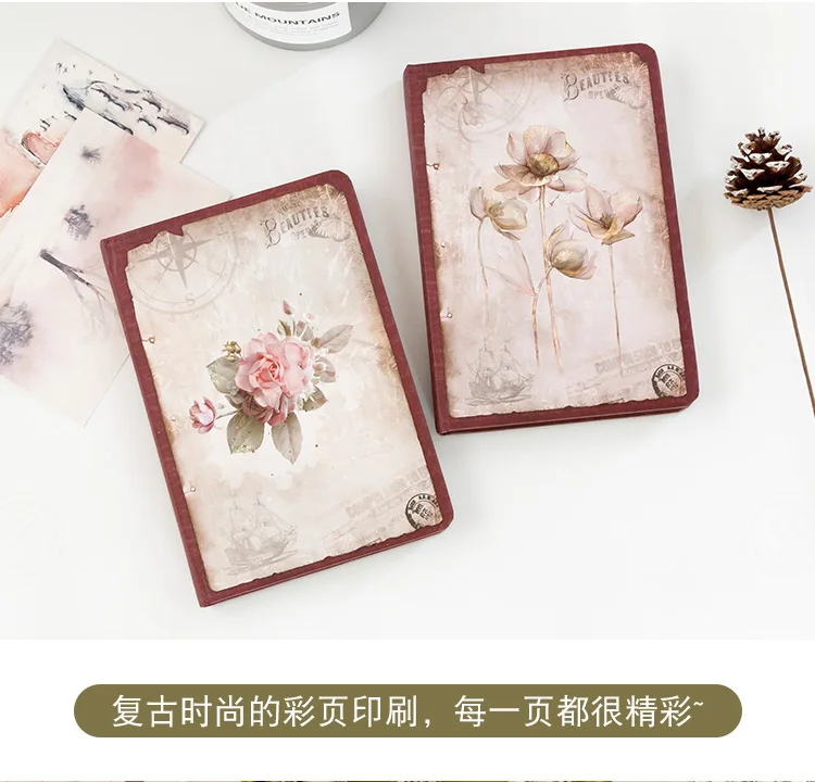 Notebook de Capa Dura de Moda Página para Colorir Europeia-estilo Retro Doce Flor Sonho Livro Cópia Notepad Página Interna 13*19cm Cor 8 Europeia-estilo retro doce notebook de capa dura