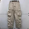 High Street Hip Hop Fashion Black Almond Pocket Casual Pants Drawstring Loose Men Best Quality Straight Leg Pants 3