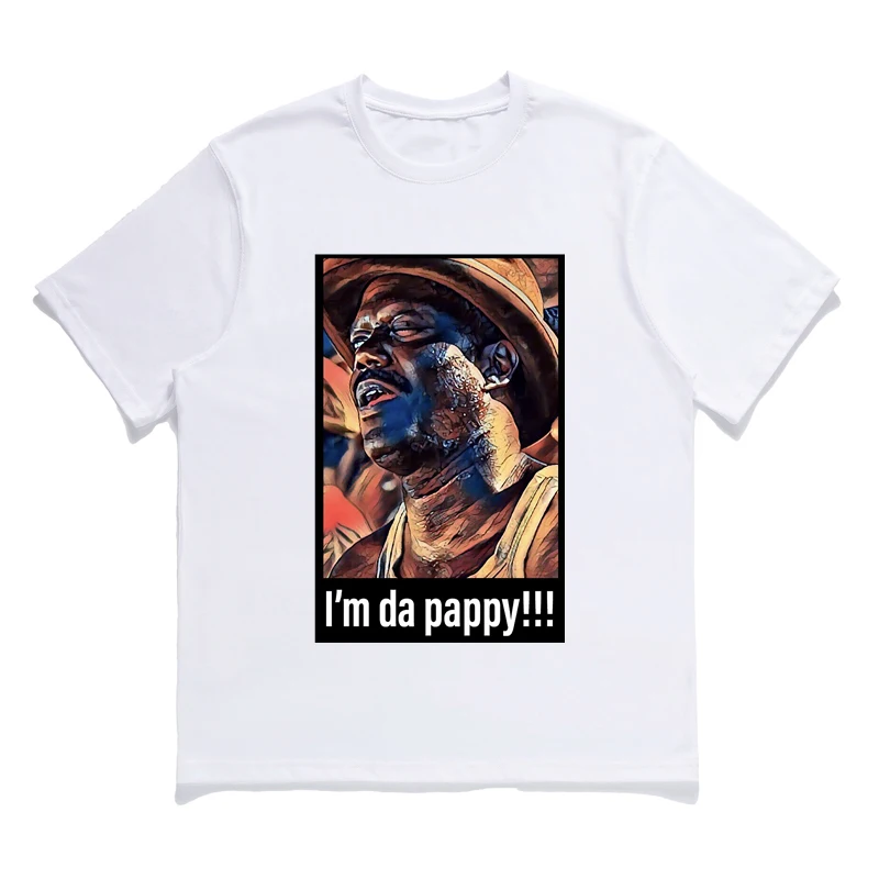 

New American High Street Vintage Hip Hop Men Portrait Print Oversized T-shirt I'm Da Pappy Short Sleeve Tops Tees