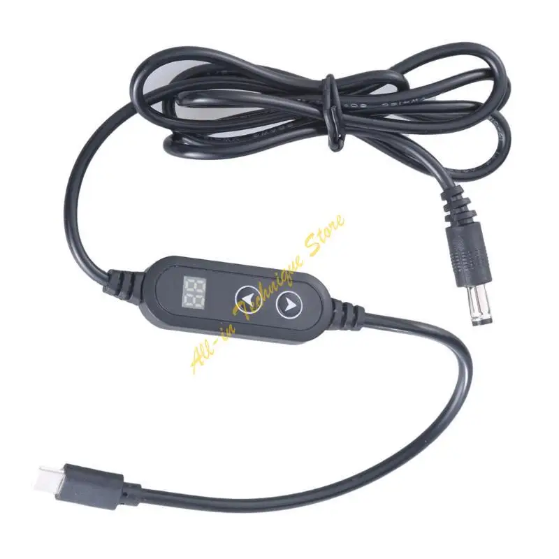 3.7ft USB C to DC5525 전원 케이블 전압 조정 가능한 5V-9V-12V-15V-20V 3A LED 조명 스피커 N1HC 용 충전 코드 와이어