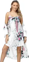 Women's Floral Satin Kimono Robe and Nightgown Set with Camisole 2 Piece Sleepwear Peacock Bathrobe - Image 6