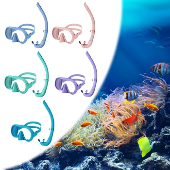 Diving Mask & Snorkel Set Scuba Diving Mask Adjustable Swim Goggles No Leakage Diving Snorkel Tube Anti-Fog for Scuba Diving 1