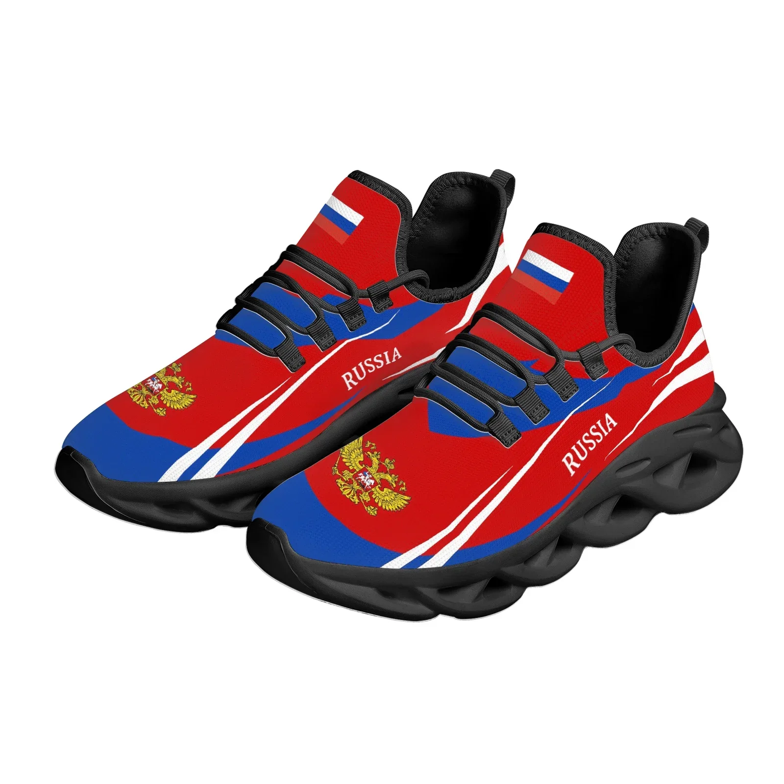 Red Russian Flag National Emblem Design Breathable Knitted Thread Outdoor Sneakers Platform Snaekers Zapatos