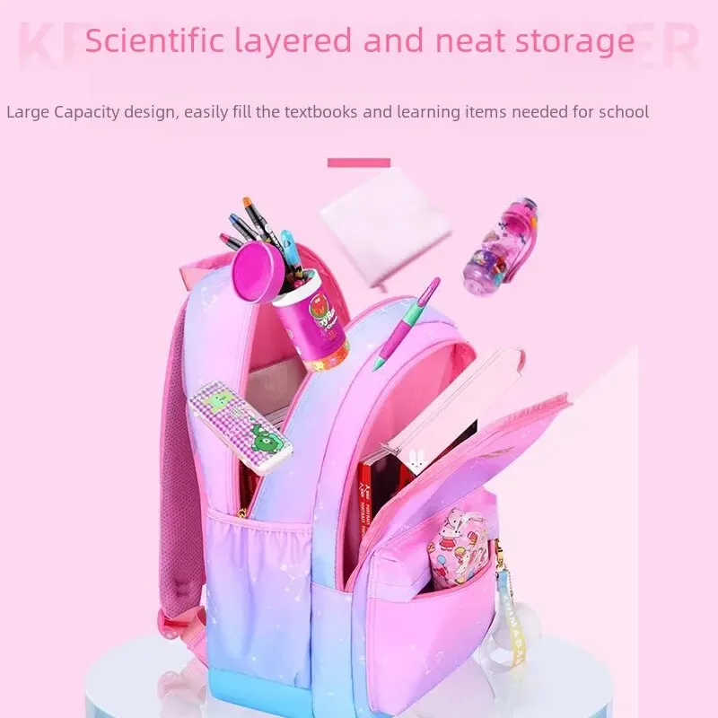 School Bags Student Starry Sky Gradient Lightweight Backpack For Primary School Grades 1-3-6 Double Shoulder Children's Bookbag