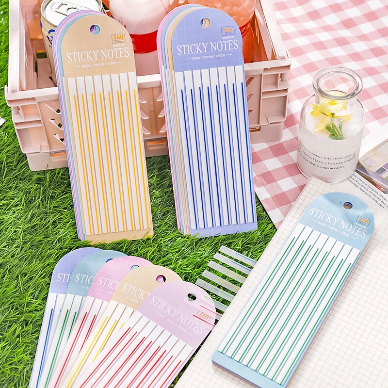 160sheets Cute PET Slender Memo Pads Korean Stationery Colored Transparent Self Adhesive Index Stickers School Office Supplies