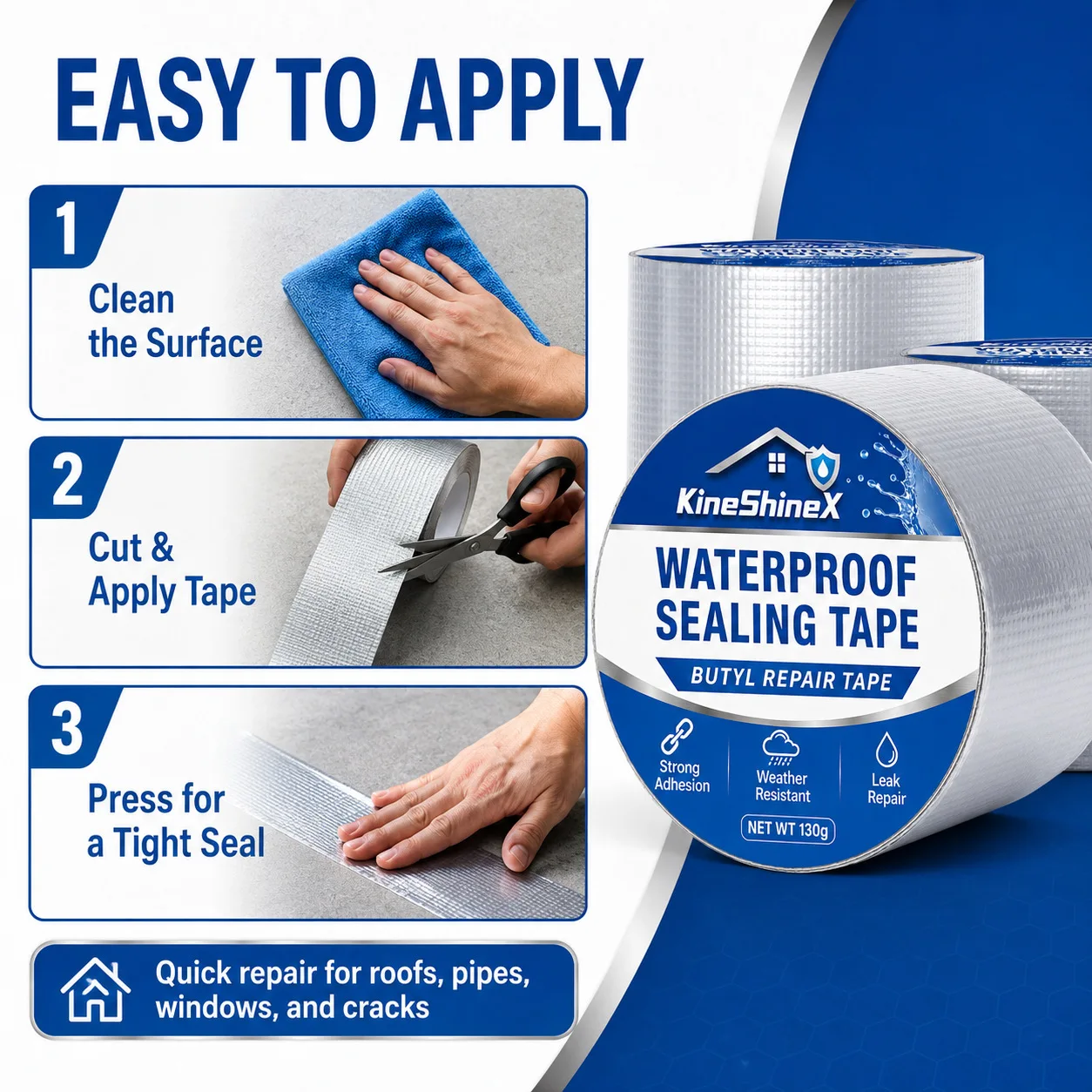 Durable Waterproof Butyl Sealing Tape for Leak Repairs and Outdoor Use