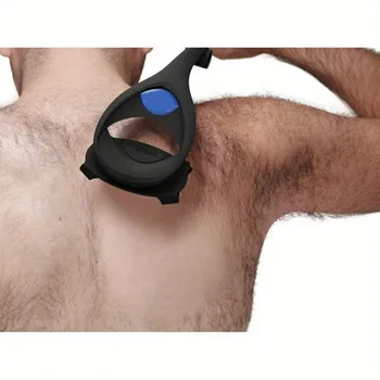 Rasoio per la schiena indolore Depilatore 2 in 1 Tagliacapelli per il viso Rasoio Manico pieghevole Depilazione per la schiena Uomo Body Groomer 1