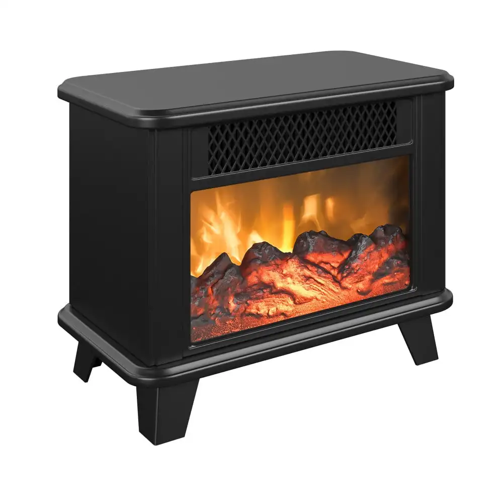 

Electric Fireplace Personal Space Heater, Black stove fire place