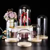 30pcs D6/8/9/10cm Glass Dome Mix Wooden Base Gift Bedroom Decor Glass Cover Landscape Vase Terrarium Container Flower Holder 1