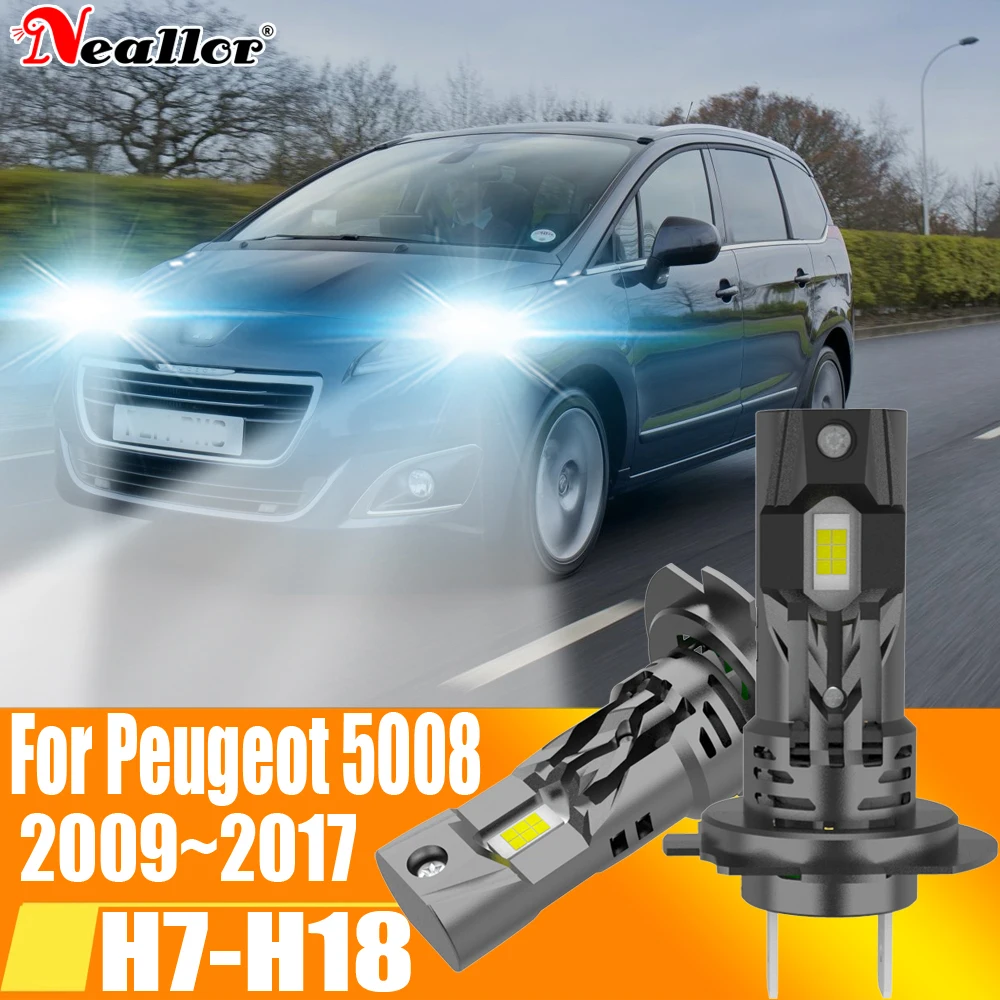 

2 шт., Автомобильные светодиодные лампы H7 Canbus H18 6000K 12 В 55 Вт для Peugeot 5008 2009 ~ 2017
