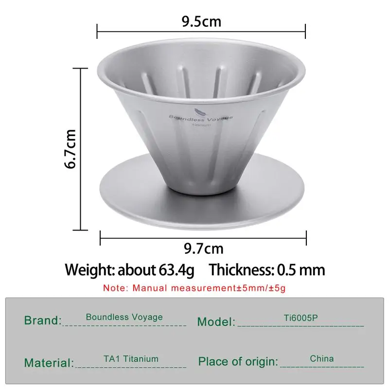Boundless Voyage Titanium Filterpapierloser Kaffeefilter, Einfacher Manueller Kaffeebereiter Ti6005P – Detail 1
