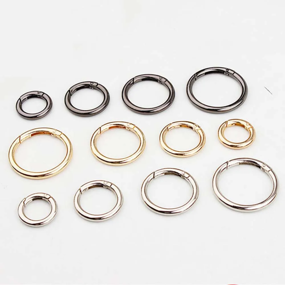 1-8Pcs Metal O Ring Spring Clasps Openable Round Carabiner