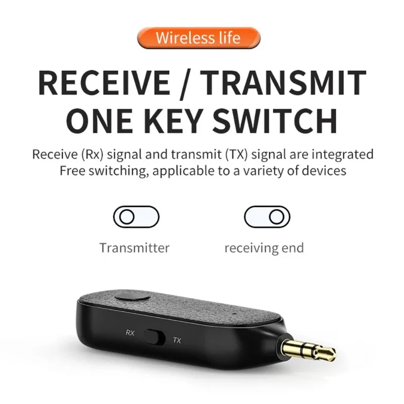 Bluetooth 5.1 Receiver Audio Adapter 3.5mm Aux Wireless Transmitter Car Handsfree Microphone Headphone Adapter Black Dongle