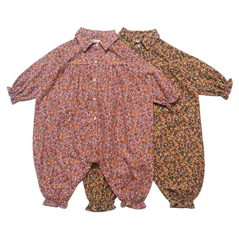 

Baby Girls Overalls Long Sleeve Jumpsuits Foral Print One-piece Children Clothing Toddler Rompers Casual Outfit