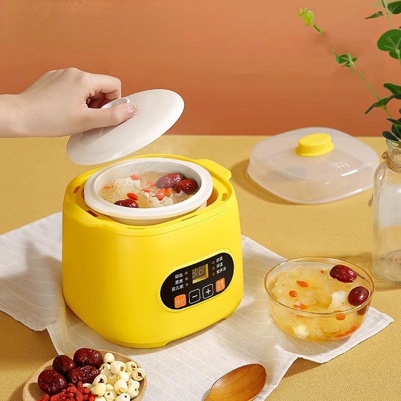 Mini Multi Electric Slow Cooker 1L Ceramic Water Stew Pot Baby Food Porridge Breakfast Stew Soup Boiler Reservation With Steamer