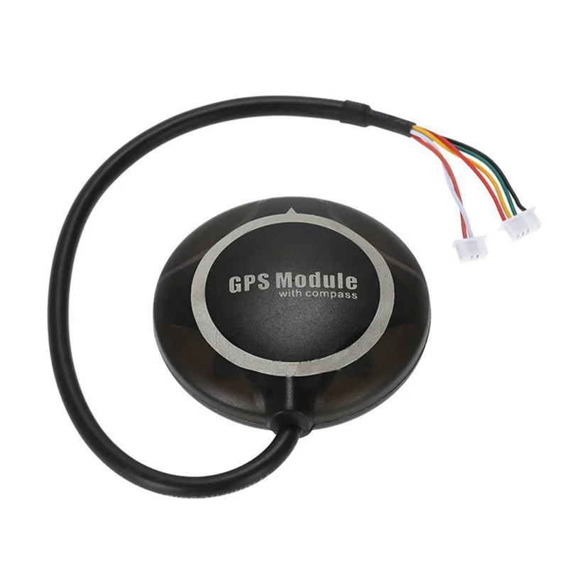 Module GPS NEO-M8N avec boussole intégrée pour drone, monté sur un support, avec antenne céramique visible.