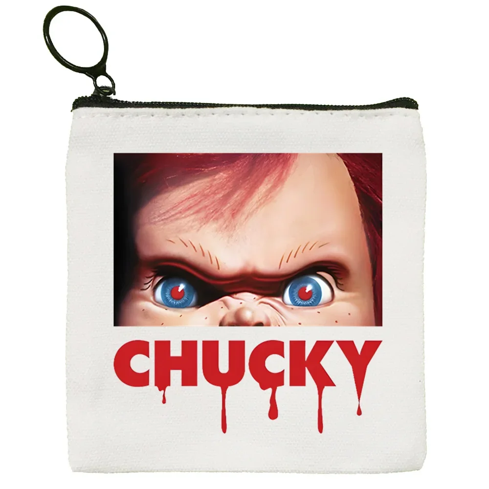 Chucky Halloween Horror Movie Cartoon Coin Purse Female Mini Canvas Art Cute Key Case Coin Purse Student Wallet