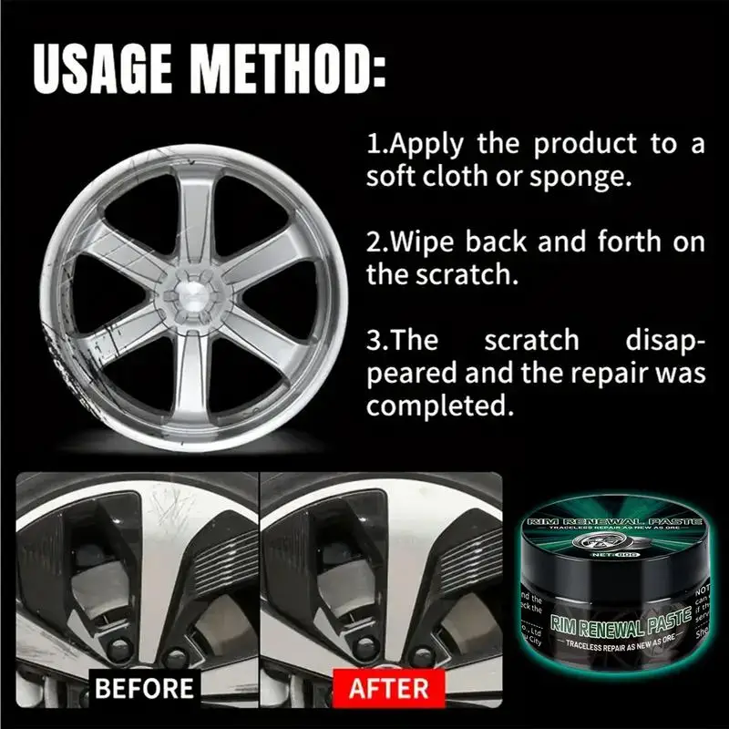 Rim Paste Repair 80g Portable Cleaning Wax Quick And Easy Repairing Wheel Guard Rim Wax For Automotive Tire Maintenance