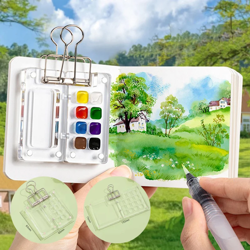 8/15Grids Acrylic Mini Watercolor Palette Portable Paint Box Travel Painting Watercolor Paint Tray Art Supplies paint tray color palette watercolor palette