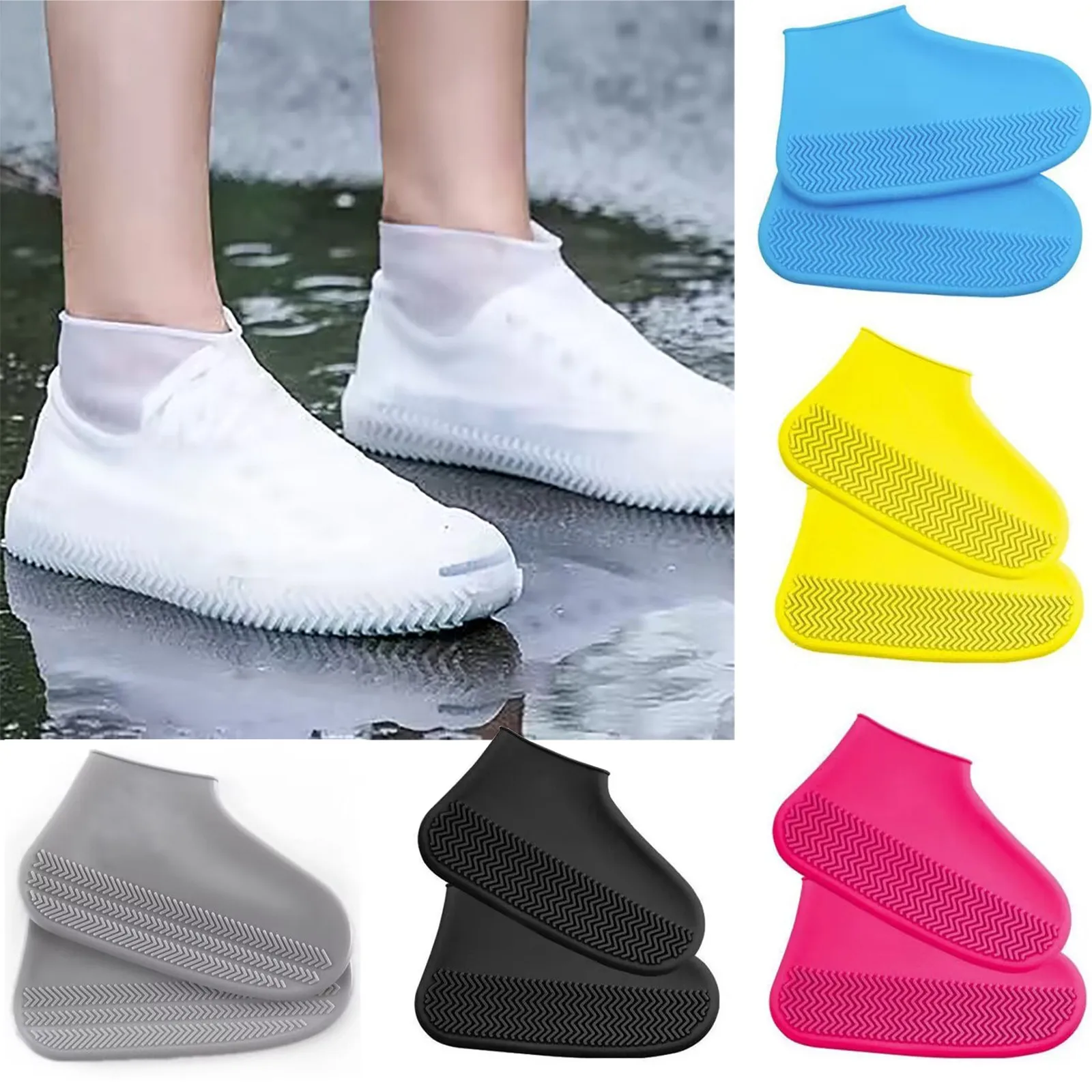 WaterproofRainShoeCoversMenWomenKidsReusableBootOvershoesAnti