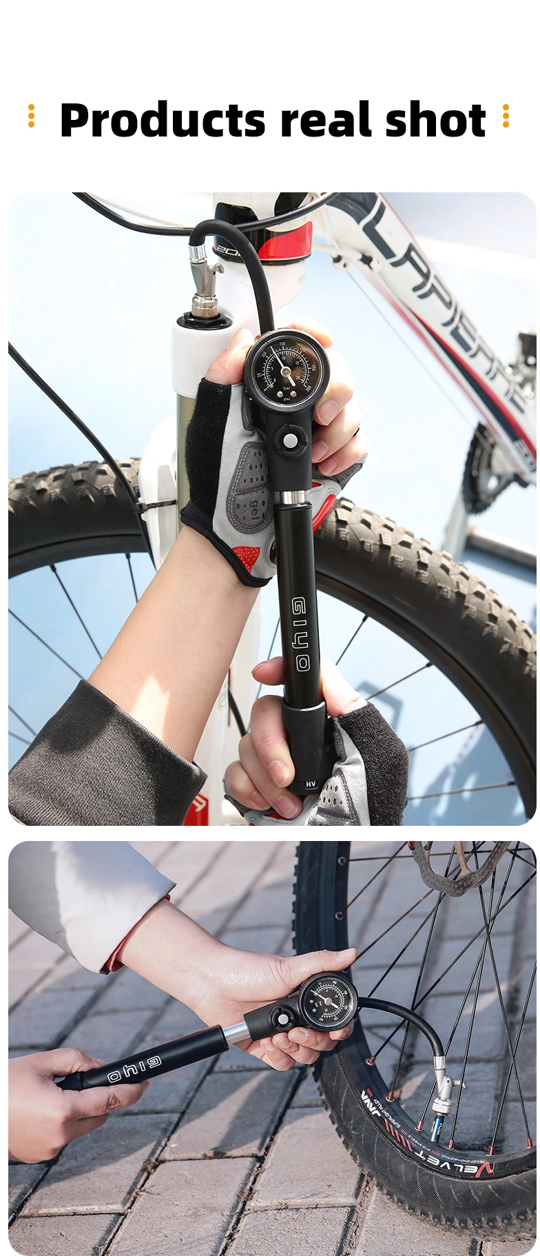 GIYO Fahrrad Schock Suspension Pumpe 300psi Hohe-druck mit Manometer Berg Aluminium Bike Gabel & Hinten Suspension MTB Shoc – Detail 30