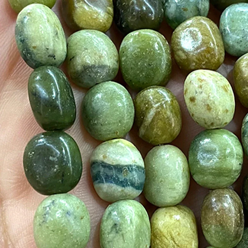 Natural Stone 8x12MM Irregular Raw Green Taiwan Jade Jasper Loose Spacer Beads for Jewelry Making Diy Bracelet Accessories 15''