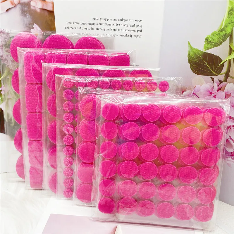 Sticker  Rose Red Round Dots Sticker Strong Self Adhesive Fastener Tape 10/15/20/25/30mm Nylon Hooks and Loops Adhesive Fastener