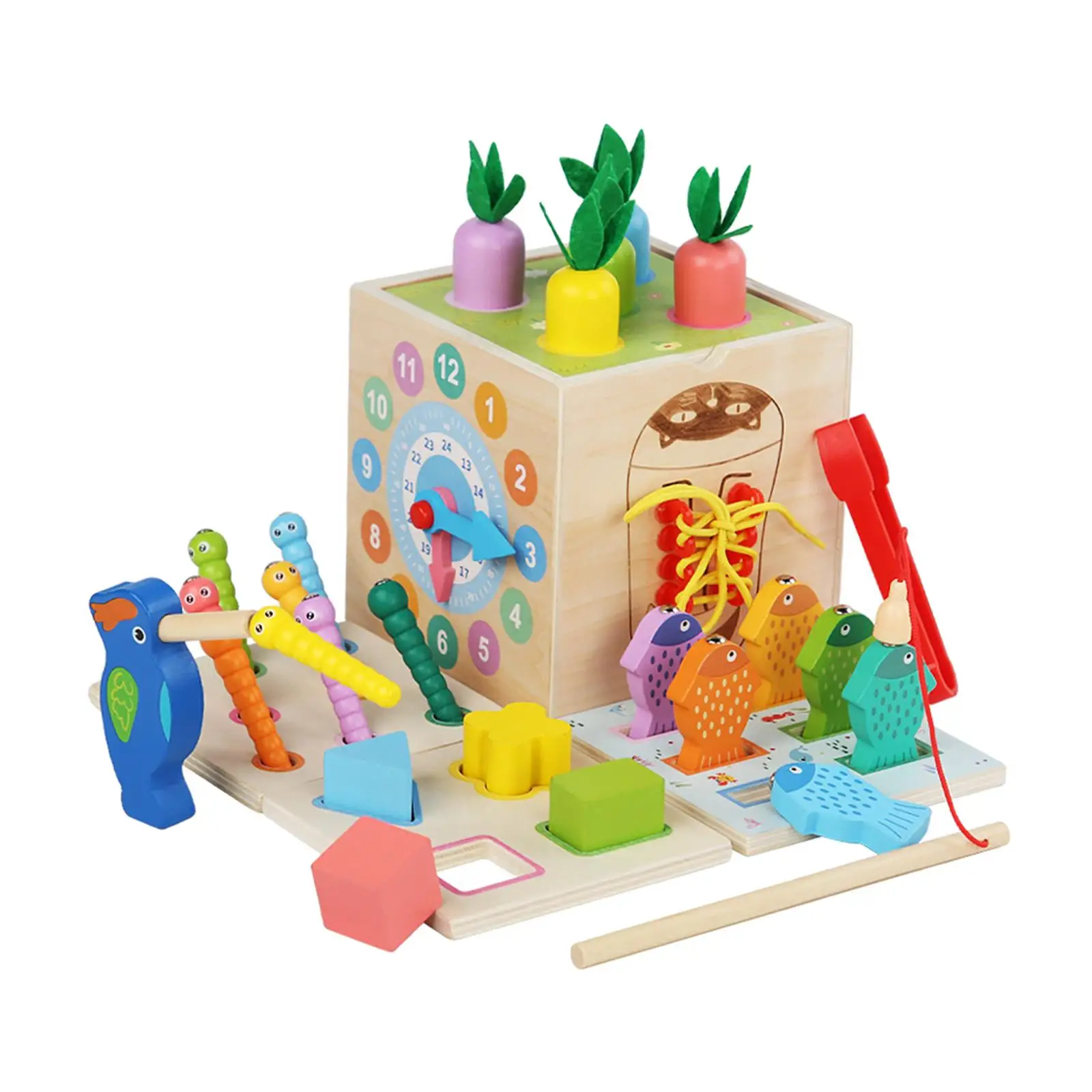 Montessori Educational Toy Set with Carrot Harvest Shape Sorting Activity Educational Learning Toys for Kids 1 Year Old Toddlers 6