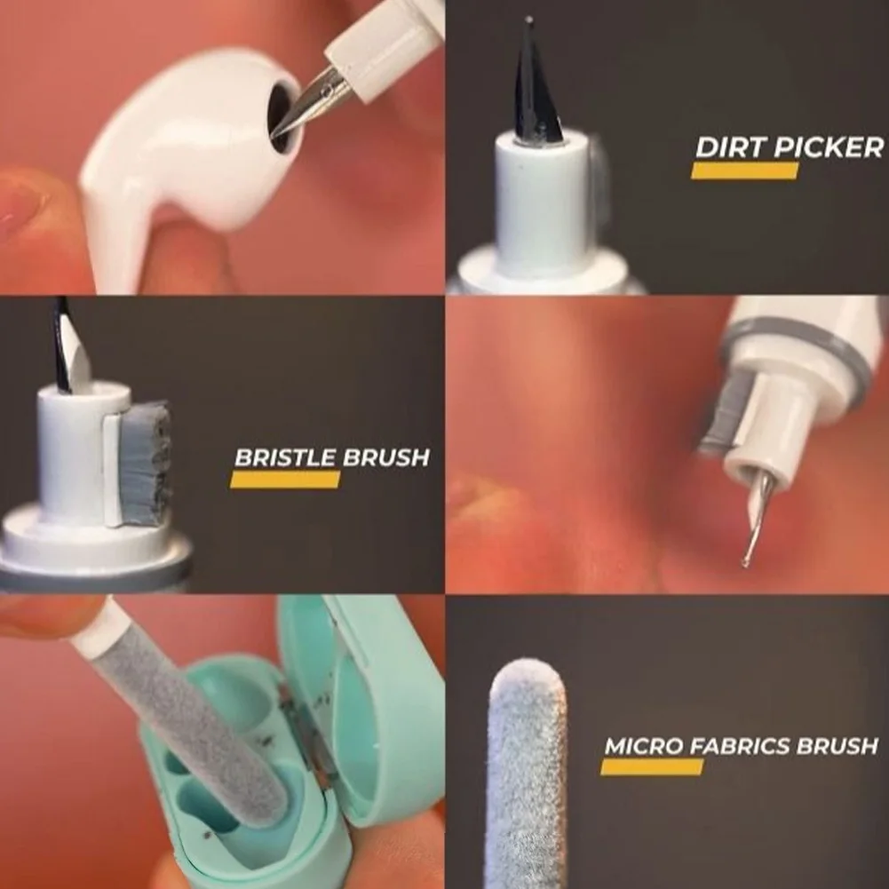 3-in-1 Earphone Cleaner Kit Earbuds Cleaning Kit Multi-Function Cleaning Pen With Soft Brush Flocking Sponge cleaning tool earbuds cleaning pen earphone cleaner kit