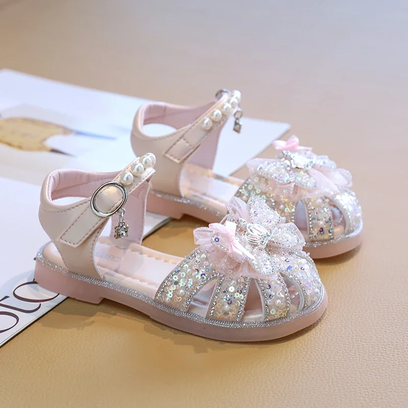 Girls Summer Flat Sandals Wedding Party Shoes