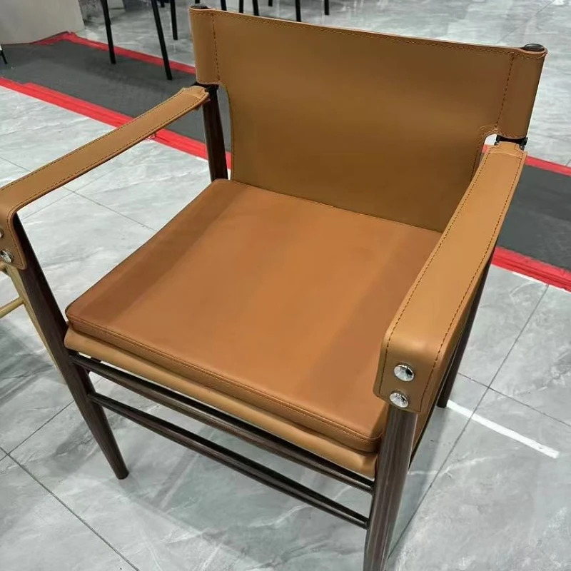 Modern Dining Chairs Solid Wood Saddle Leather Chair Scandinavian Minimalist Side Seat Comfortable Home Office Desk Chair