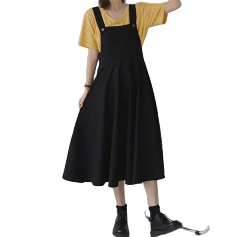 

2023 New Casual Large Size Black Slim Strap Dress For Women Clothing Elegant Sleeveless Loose Vest Dresses AC489