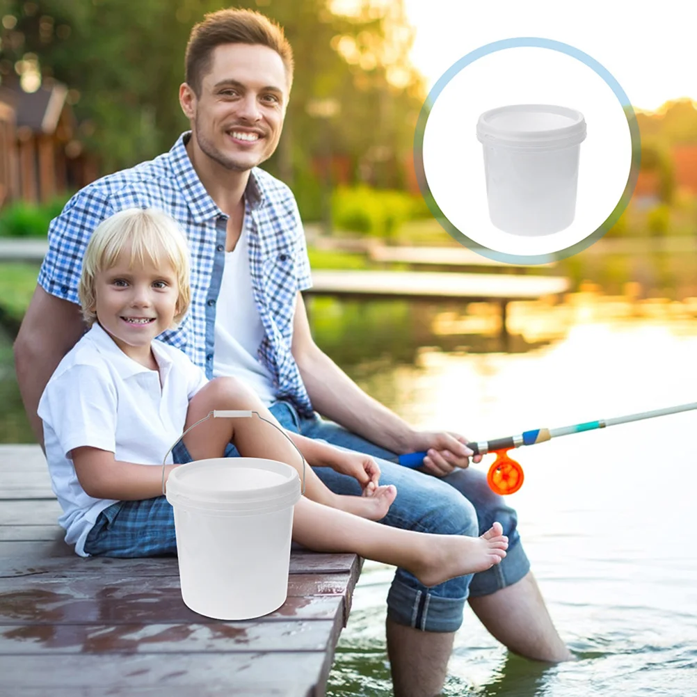5Pcs Bucket Pail Container Seal Lid Handle 1L Plastic Pail Bucket Multipurpose Container Industrial All Storage Bucket Laundry