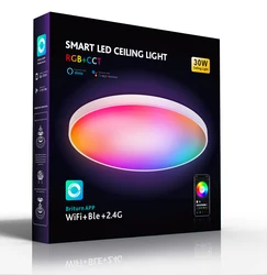 Modern Dimmable Smart LED Ceiling Light with Remote Control & App Integration - AC 220V (30W)