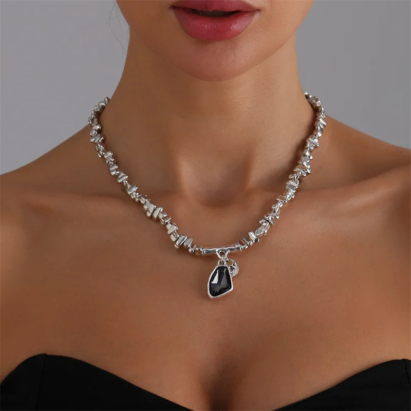 1Pc New Trendy Beads Choker Necklace For Women Elegant Black Irregular Pendant Necklace Bracelet For Wedding Party Jewelry Gift_voghion.com