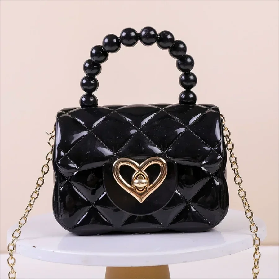 thumbnail image 1 of Bolso bandolera pequeño de piel sintética con asa de cadena y perlas de color caramelo para niños, bolso bandolera pequeño con forma de corazón para mujer, regalo, 1 of 5