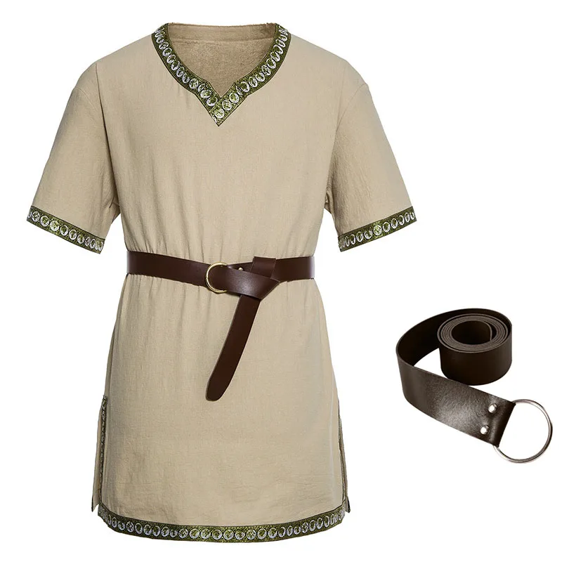 

Vintage Medieval Pirate Shirt Men 2023 Brand Party Halloween Costume Renaissance Tunic Viking Knight Warrior Shirts with Belt